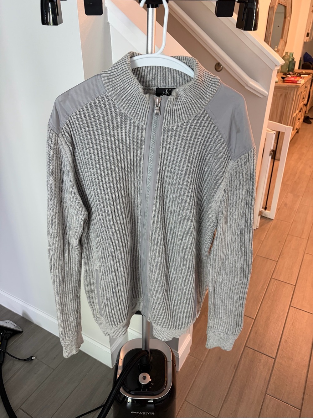 Calvin Klein Gray Ribbed Full Zip Sweater Jacket XXL